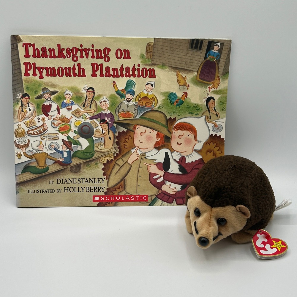 BUNDLE Thanksgiving on Plymouth Plantation Scholastic Prickles Hedgehog TY Plush